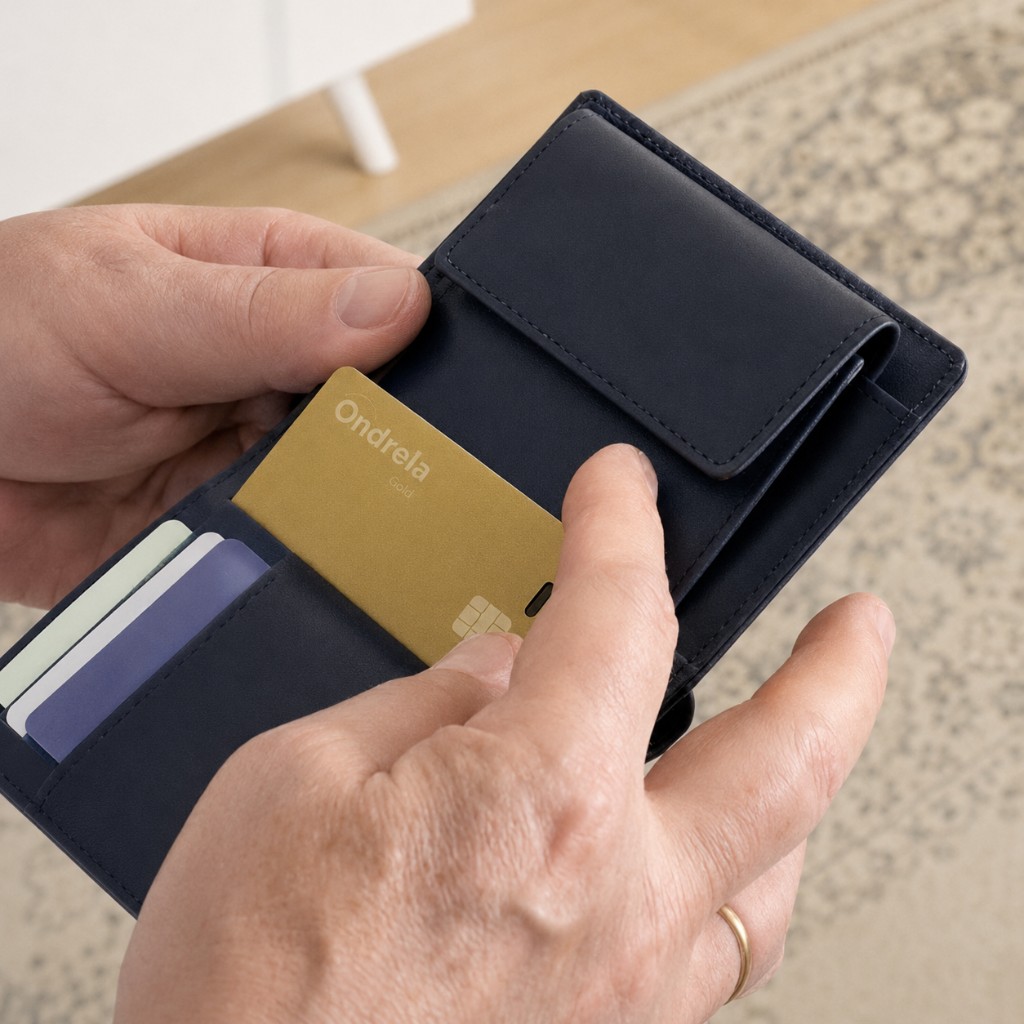 Ondrela Gold kaart in een portemonnee