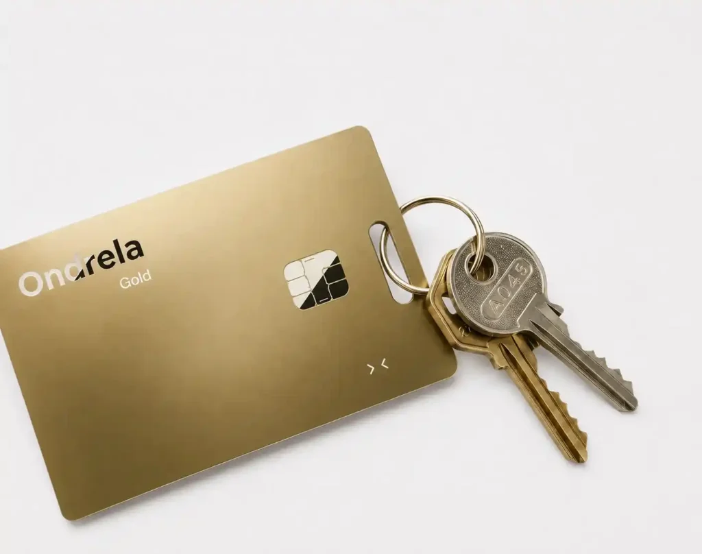 Ondrela Gold kaart aan een sleutelbos